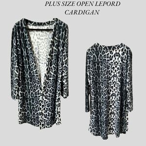 NWOT Women's Plus Size Leopard Print Long Sleeve Open Cardigan.